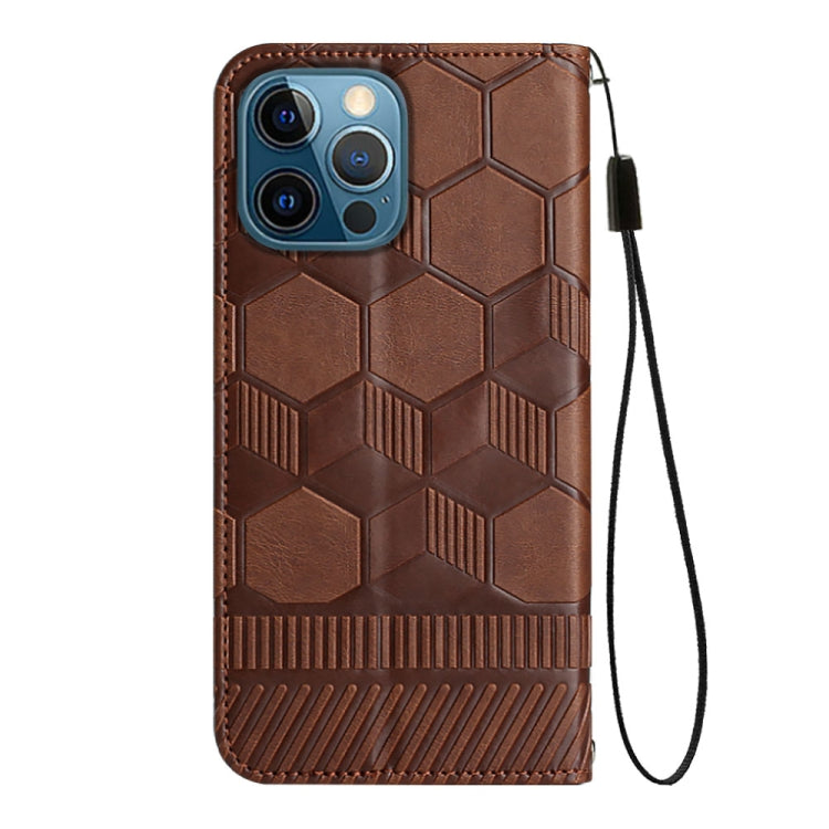 For iPhone 12 Pro Max Football Texture Magnetic Leather Flip Phone Case