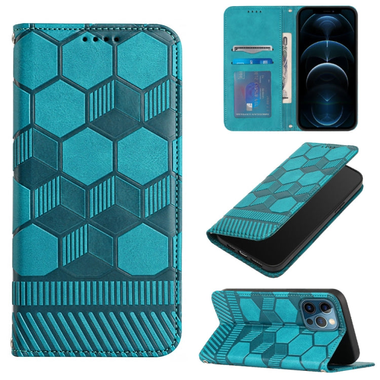 For iPhone 12 Pro Max Football Texture Magnetic Leather Flip Phone Case