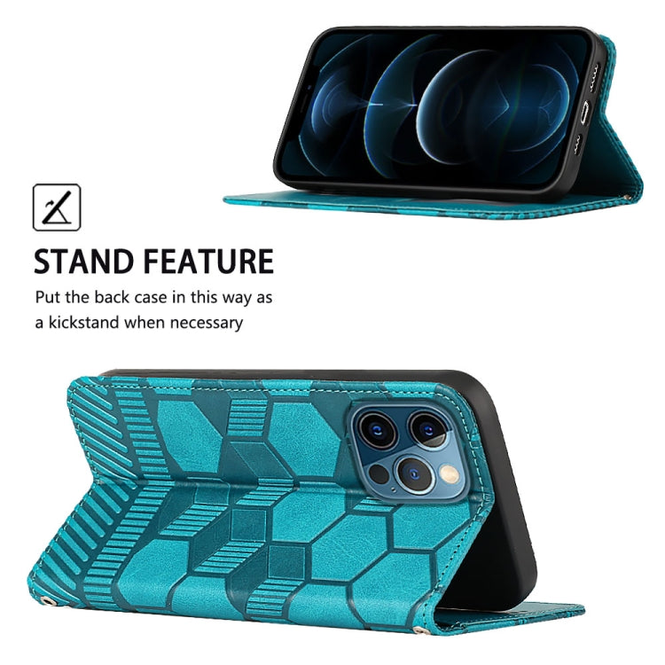For iPhone 12 Pro Max Football Texture Magnetic Leather Flip Phone Case