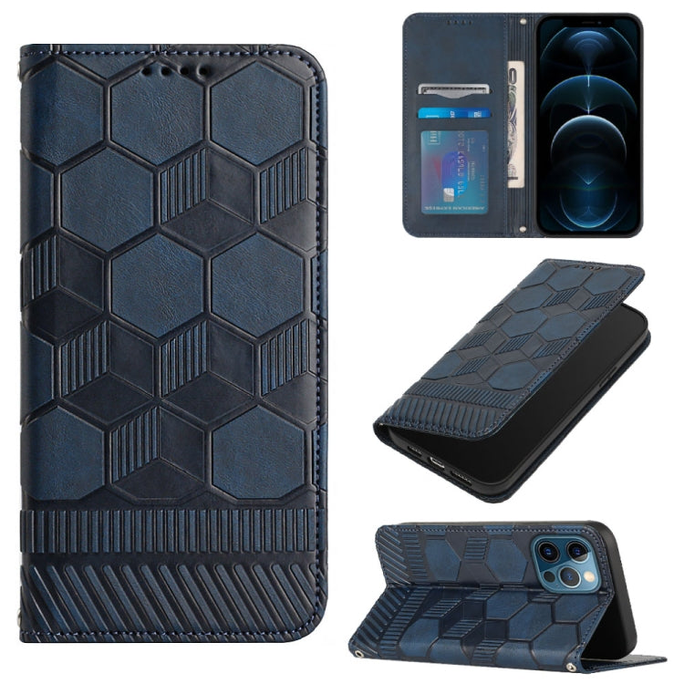 For iPhone 12 Pro Max Football Texture Magnetic Leather Flip Phone Case