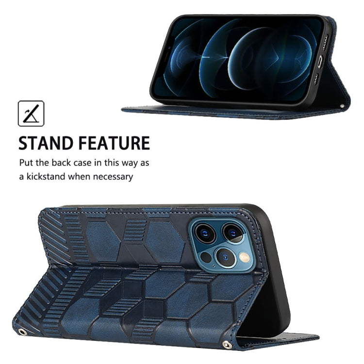 For iPhone 12 Pro Max Football Texture Magnetic Leather Flip Phone Case
