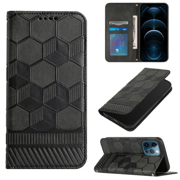 For iPhone 12 Pro Max Football Texture Magnetic Leather Flip Phone Case