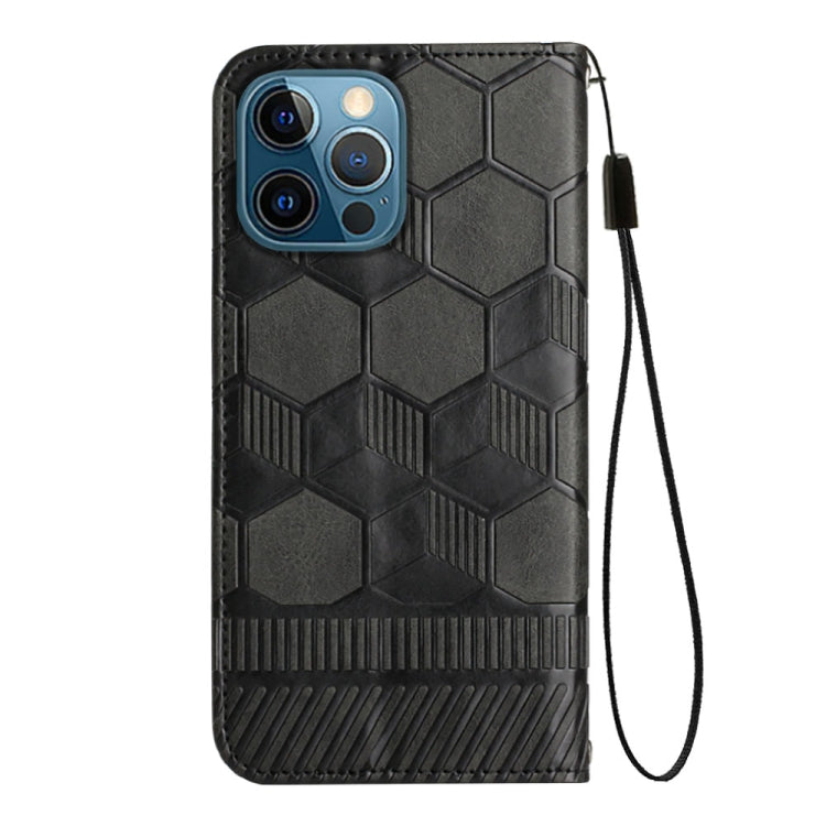 For iPhone 12 Pro Max Football Texture Magnetic Leather Flip Phone Case