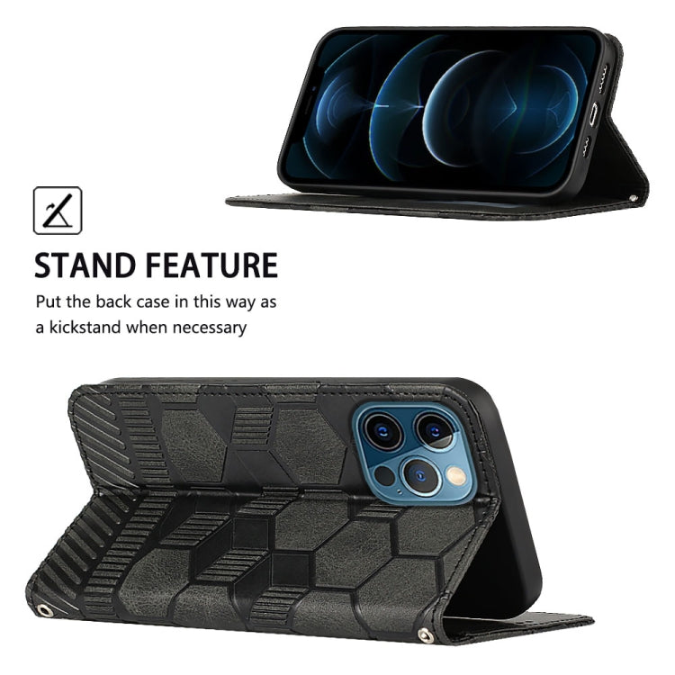 For iPhone 12 Pro Max Football Texture Magnetic Leather Flip Phone Case