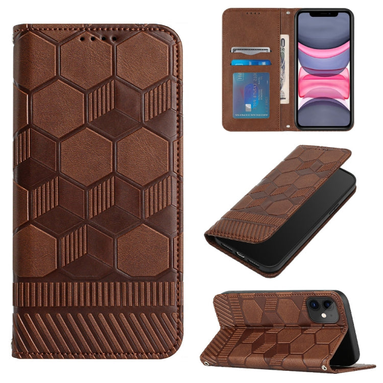 For iPhone 11 Football Texture Magnetic Leather Flip Phone Case