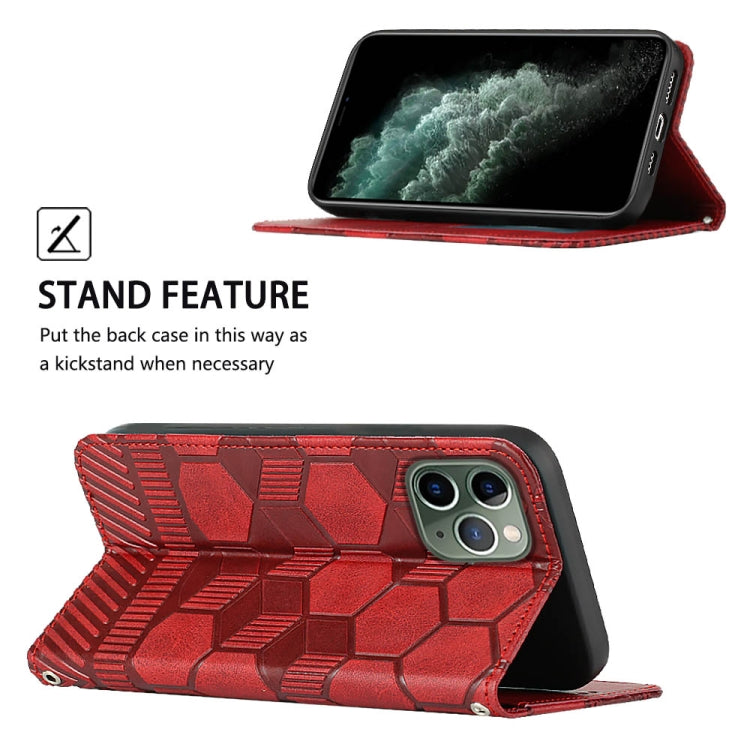 For iPhone 11 Pro Max Football Texture Magnetic Leather Flip Phone Case