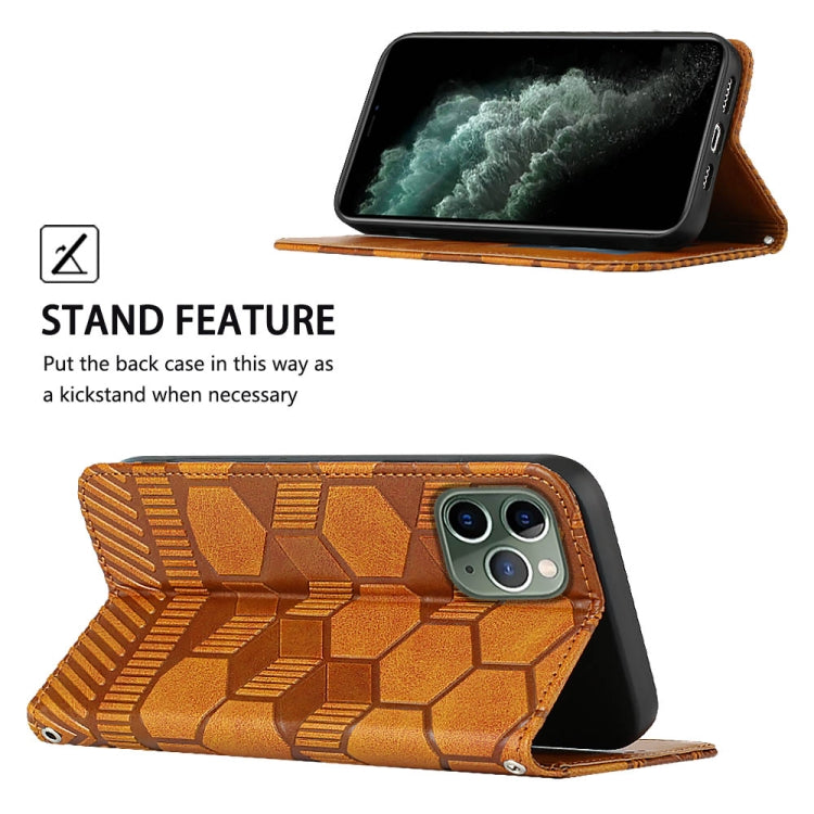 For iPhone 11 Pro Max Football Texture Magnetic Leather Flip Phone Case