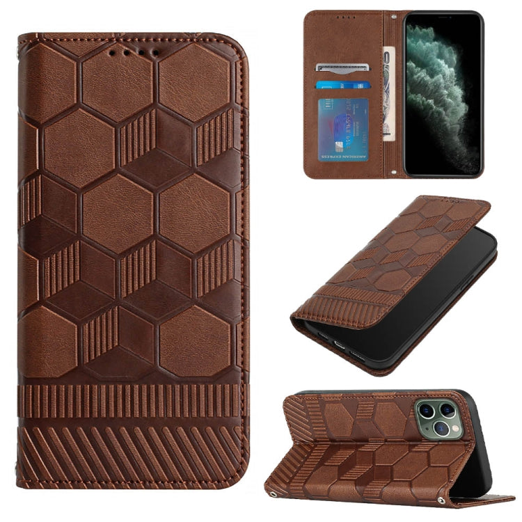 For iPhone 11 Pro Max Football Texture Magnetic Leather Flip Phone Case