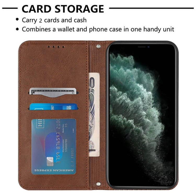 For iPhone 11 Pro Max Football Texture Magnetic Leather Flip Phone Case