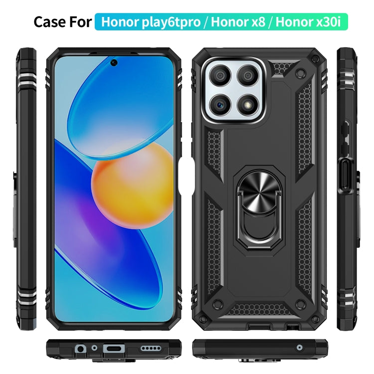 For Honor Play6T Pro / X8 / X30i Shockproof TPU + PC Phone Case with 360 Degree Rotating Holder