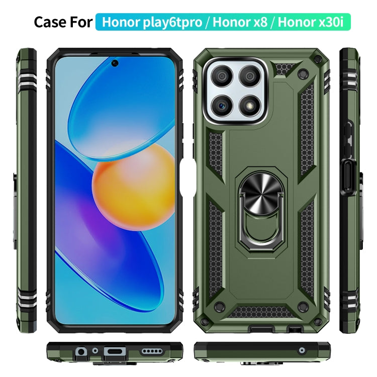For Honor Play6T Pro / X8 / X30i Shockproof TPU + PC Phone Case with 360 Degree Rotating Holder