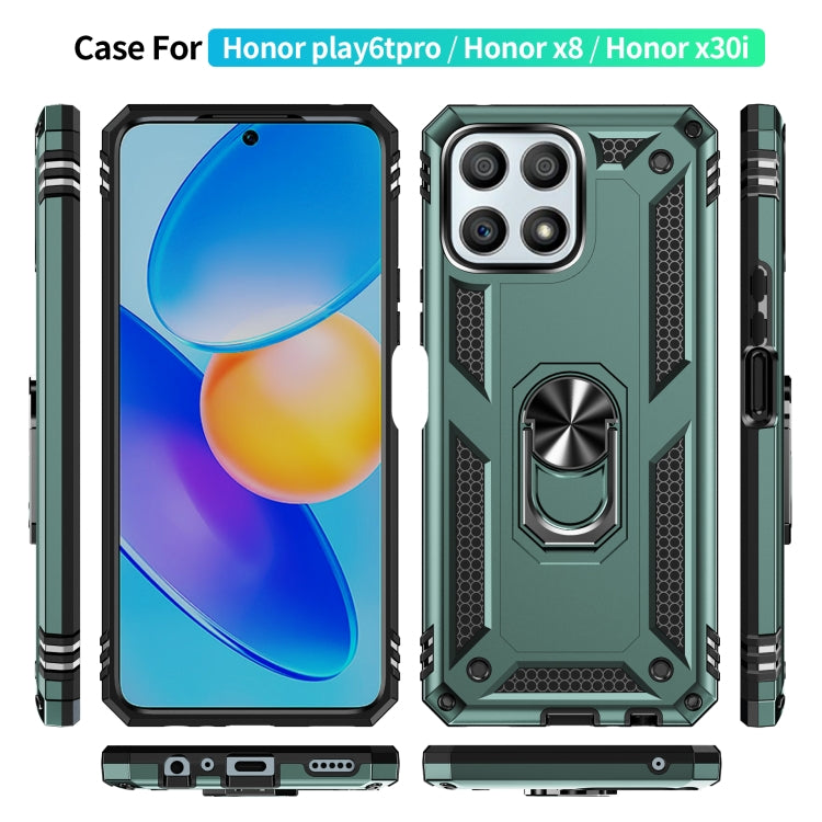 For Honor Play6T Pro / X8 / X30i Shockproof TPU + PC Phone Case with 360 Degree Rotating Holder