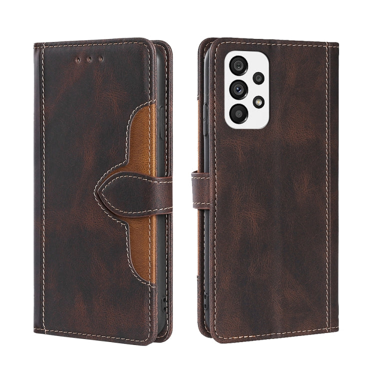 For Samsung Galaxy A73 5G Skin Feel Magnetic Buckle Leather Phone Case