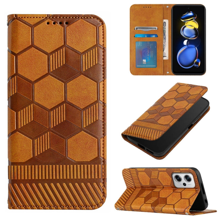 For Xiaomi Redmi Note 11T Pro Football Texture Magnetic Leather Flip Phone Case