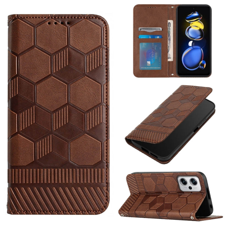 For Xiaomi Redmi Note 11T Pro Football Texture Magnetic Leather Flip Phone Case
