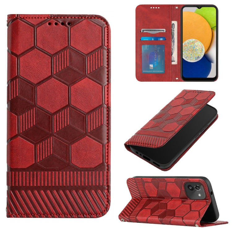 For Samsung Galaxy A03 164mm Football Texture Magnetic Leather Flip Phone Case