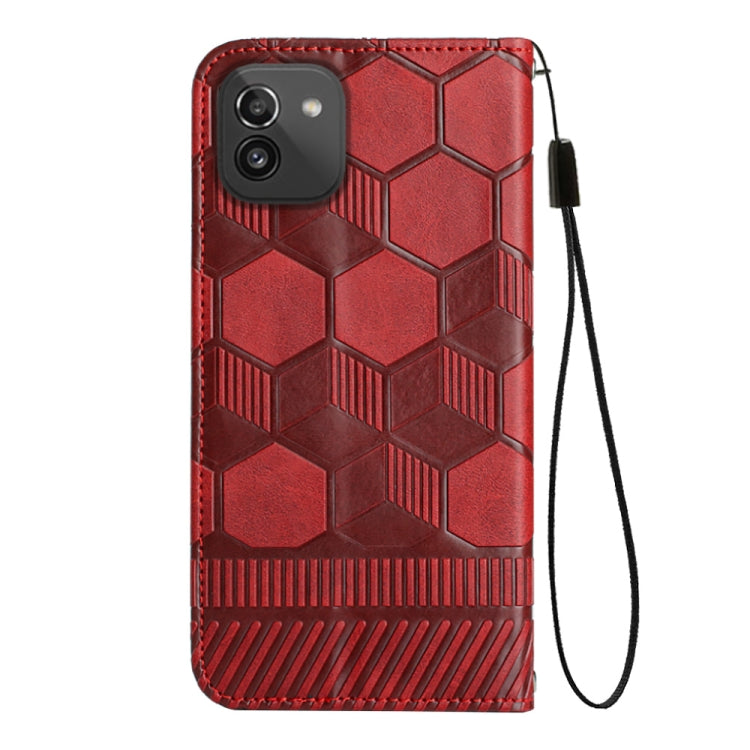For Samsung Galaxy A03 164mm Football Texture Magnetic Leather Flip Phone Case