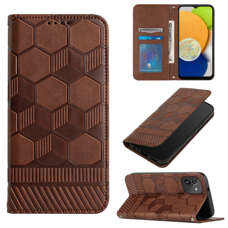 For Samsung Galaxy A03 164mm Football Texture Magnetic Leather Flip Phone Case