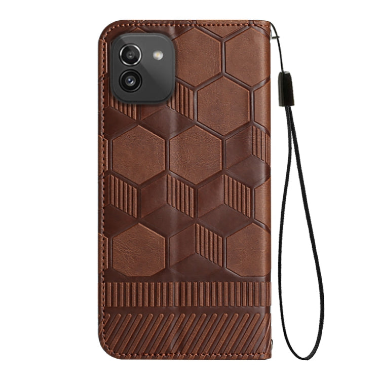 For Samsung Galaxy A03 164mm Football Texture Magnetic Leather Flip Phone Case