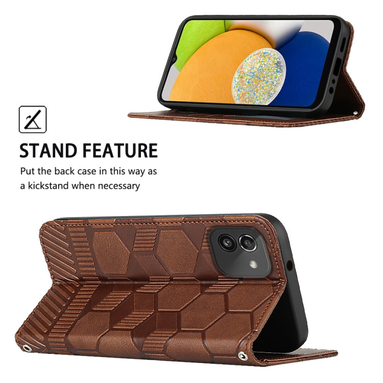 For Samsung Galaxy A03 164mm Football Texture Magnetic Leather Flip Phone Case