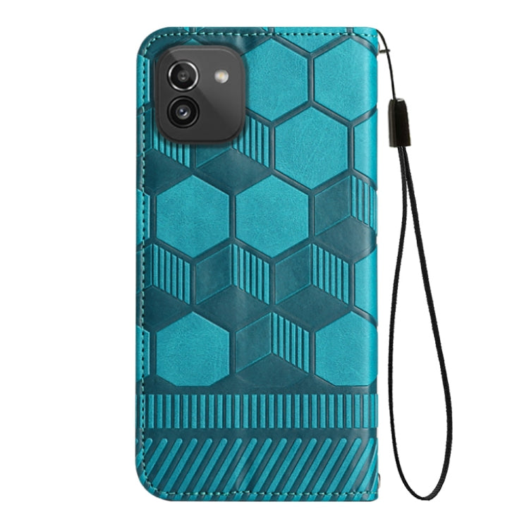 For Samsung Galaxy A03 164mm Football Texture Magnetic Leather Flip Phone Case