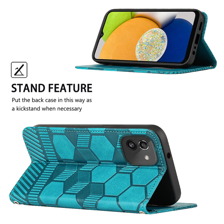 For Samsung Galaxy A03 164mm Football Texture Magnetic Leather Flip Phone Case