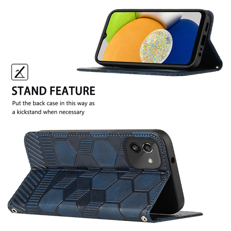For Samsung Galaxy A03 164mm Football Texture Magnetic Leather Flip Phone Case