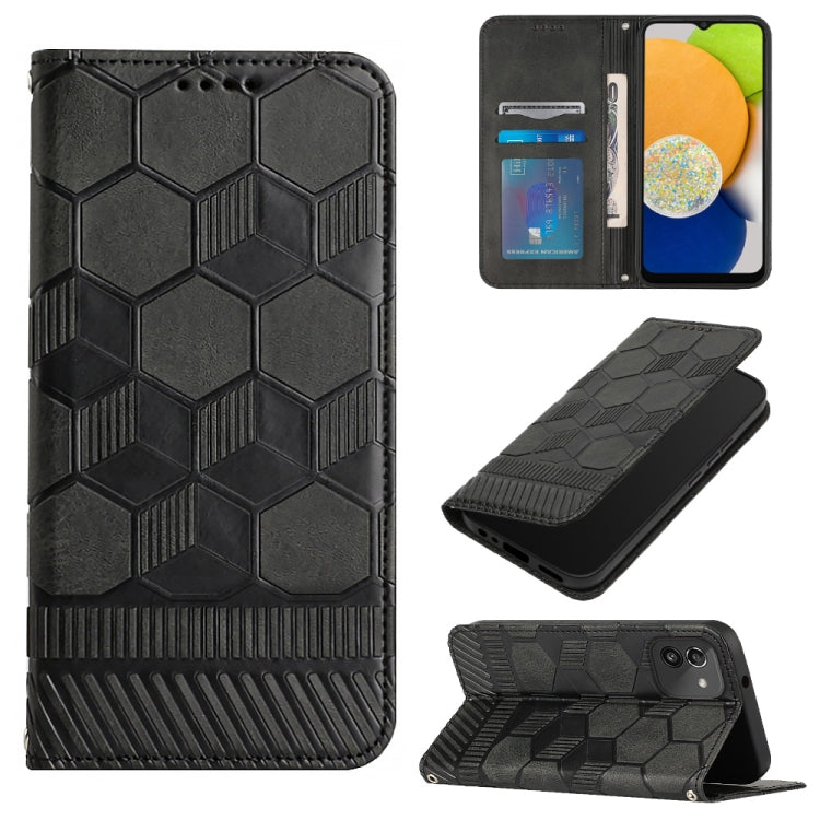 For Samsung Galaxy A03 164mm Football Texture Magnetic Leather Flip Phone Case