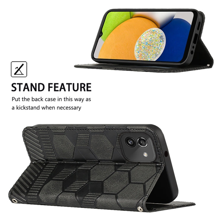 For Samsung Galaxy A03 164mm Football Texture Magnetic Leather Flip Phone Case