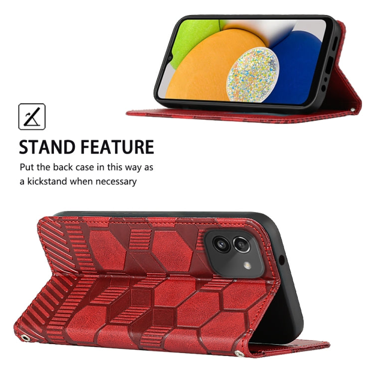 For Samsung Galaxy A03 166mm Football Texture Magnetic Leather Flip Phone Case