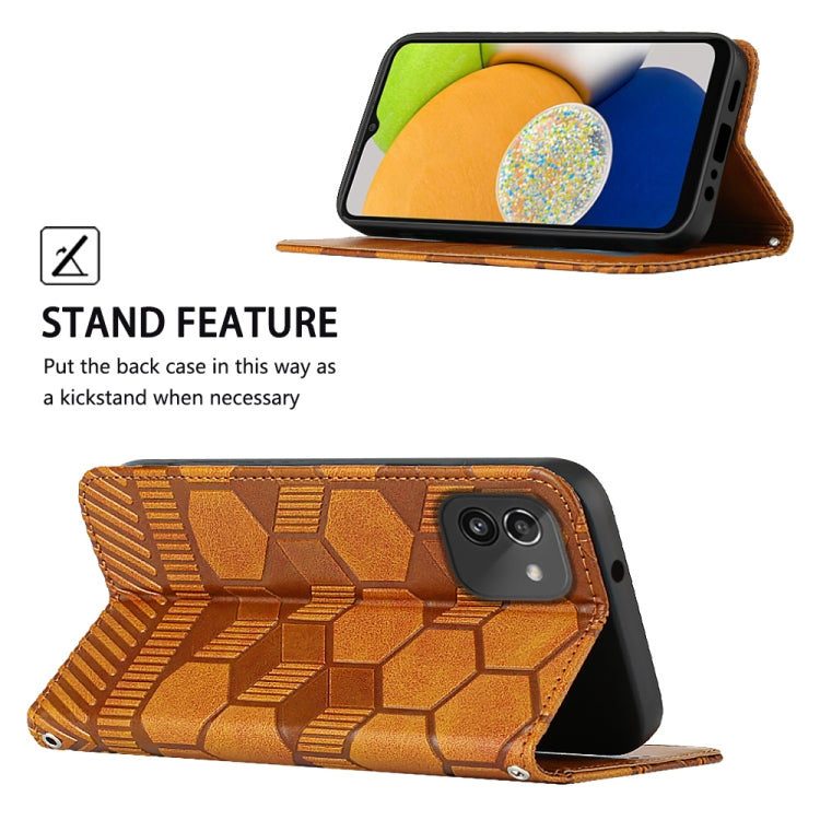 For Samsung Galaxy A03 166mm Football Texture Magnetic Leather Flip Phone Case
