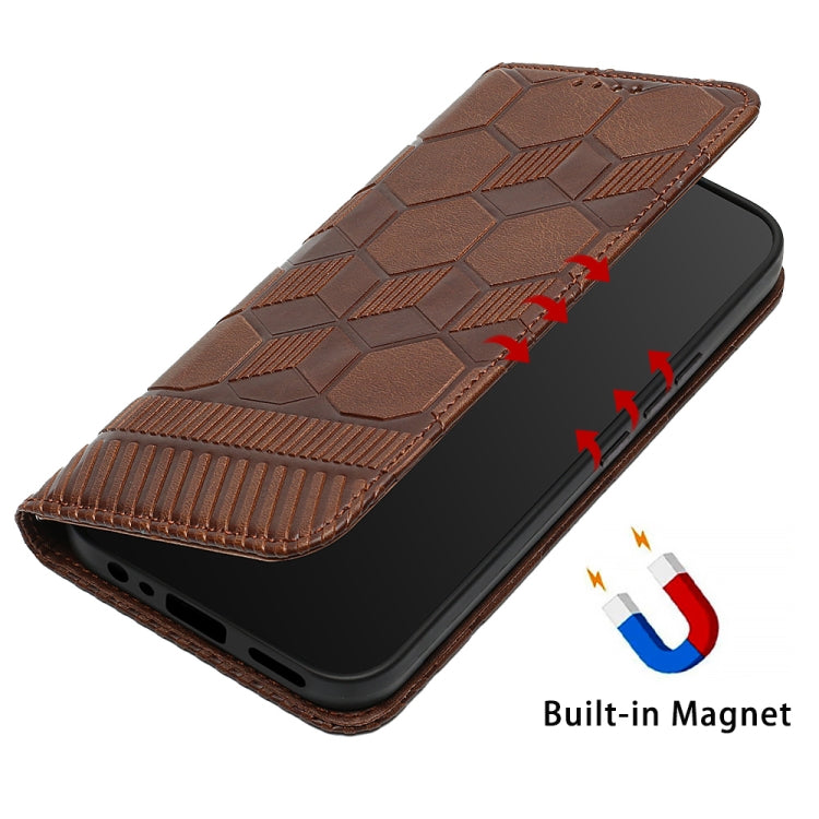 For Samsung Galaxy A03 166mm Football Texture Magnetic Leather Flip Phone Case