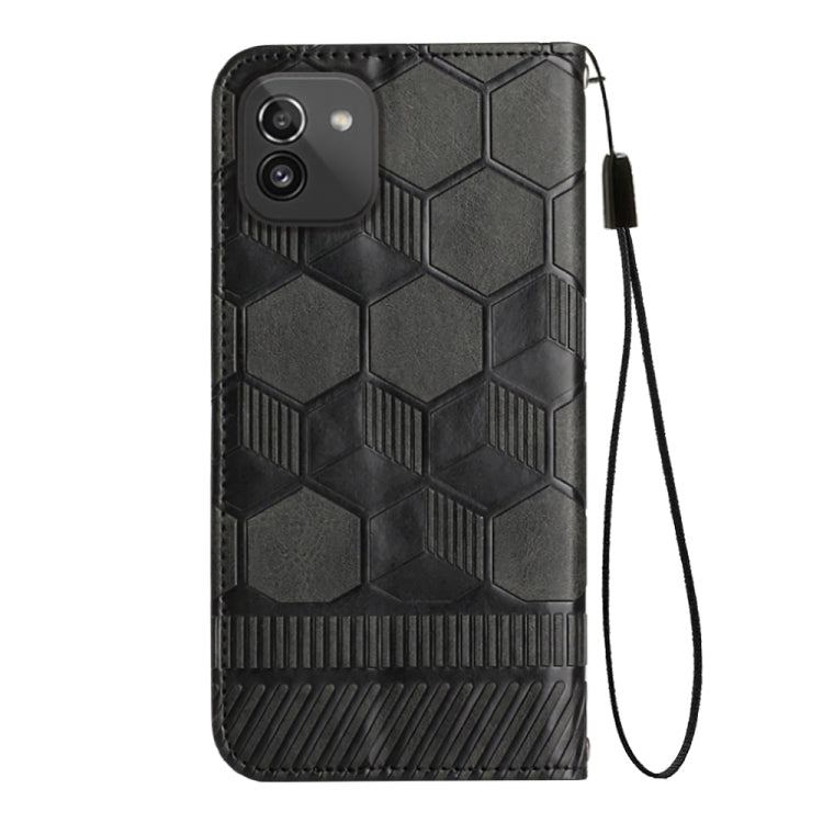 For Samsung Galaxy A03 166mm Football Texture Magnetic Leather Flip Phone Case