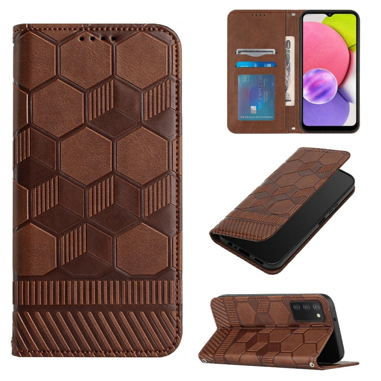 For Samsung Galaxy A03s 164mm India Football Texture Magnetic Leather Flip Phone Case