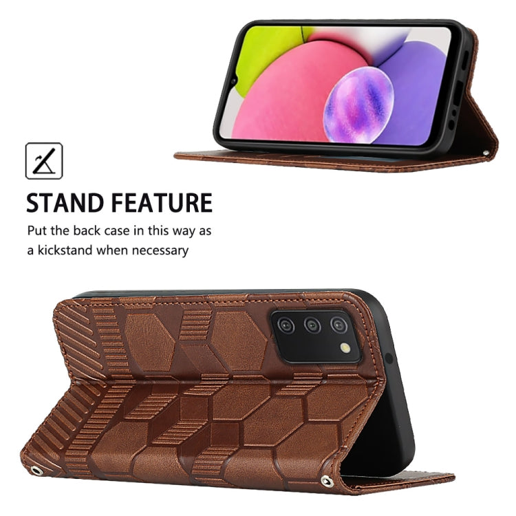 For Samsung Galaxy A03s 164mm India Football Texture Magnetic Leather Flip Phone Case