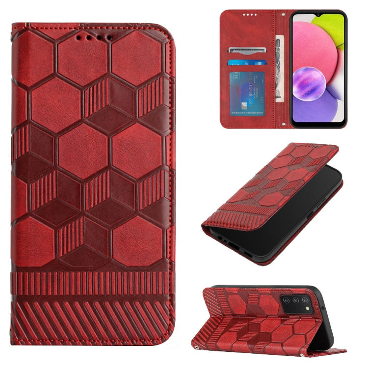 For Samsung Galaxy A03s 165.8mm US Version Football Texture Magnetic Leather Flip Phone Case