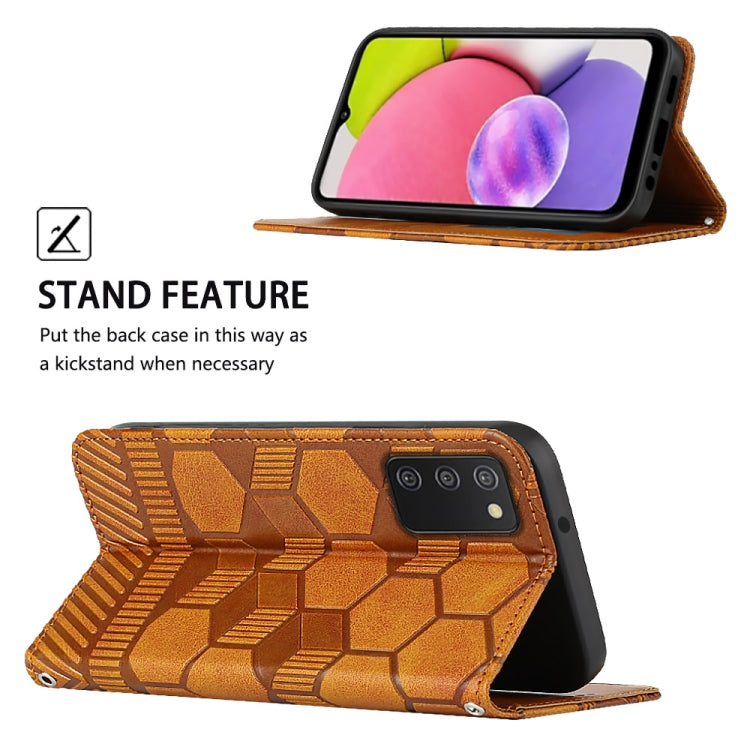 For Samsung Galaxy A03s 165.8mm US Version Football Texture Magnetic Leather Flip Phone Case