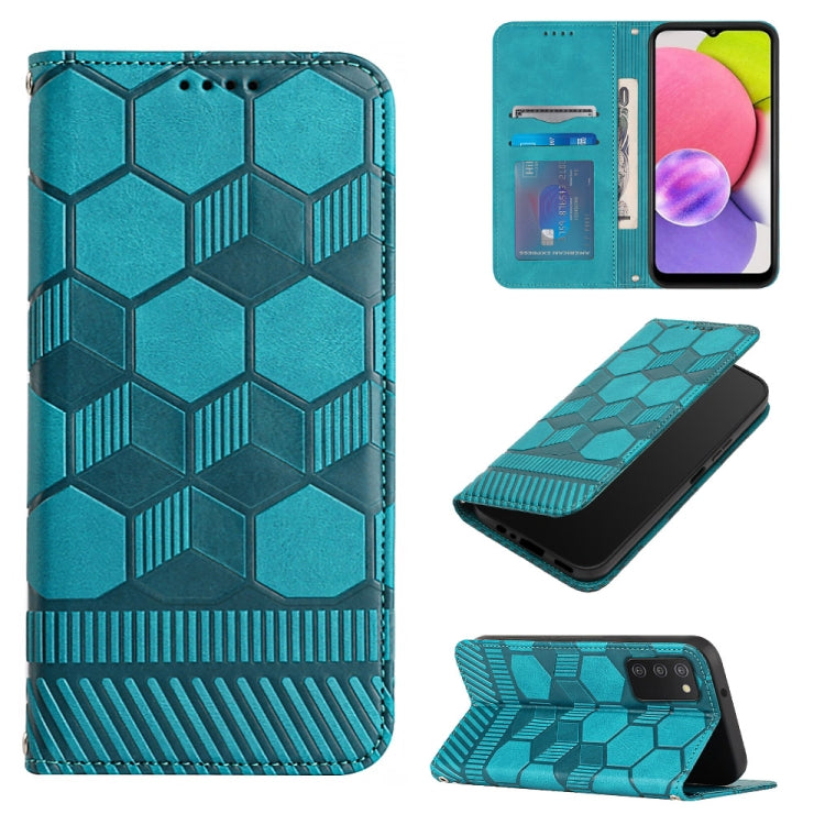 For Samsung Galaxy A03s 165.8mm US Version Football Texture Magnetic Leather Flip Phone Case