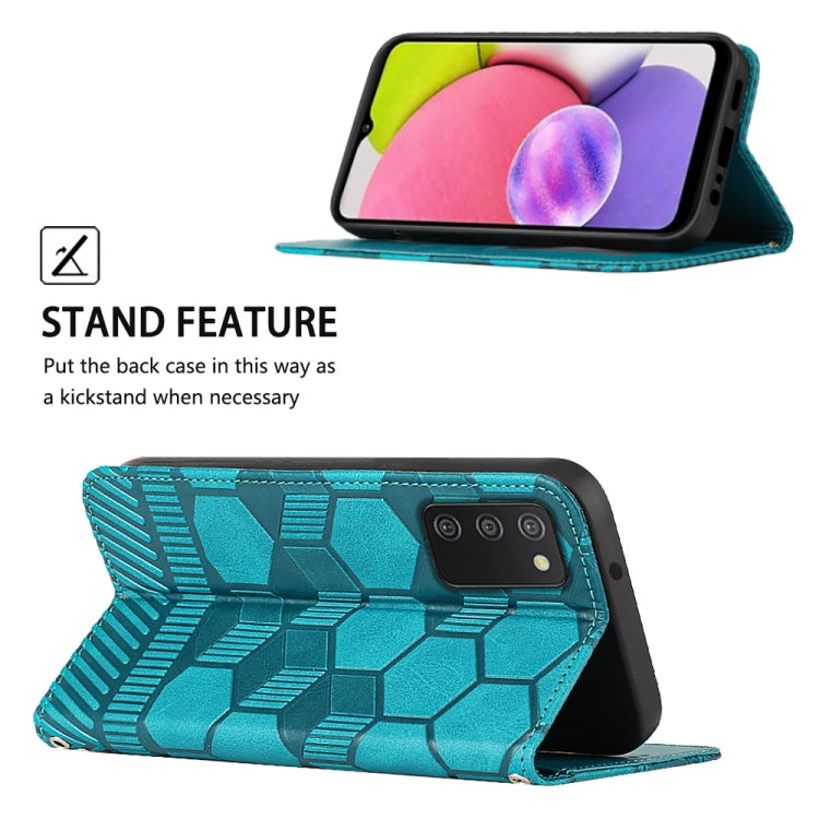 For Samsung Galaxy A03s 165.8mm US Version Football Texture Magnetic Leather Flip Phone Case