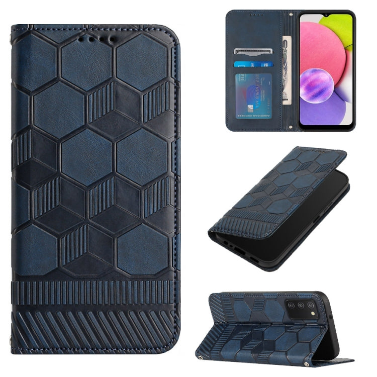 For Samsung Galaxy A03s 165.8mm US Version Football Texture Magnetic Leather Flip Phone Case