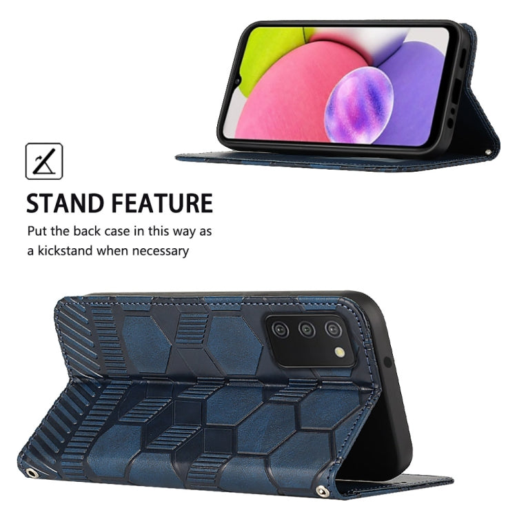 For Samsung Galaxy A03s 165.8mm US Version Football Texture Magnetic Leather Flip Phone Case