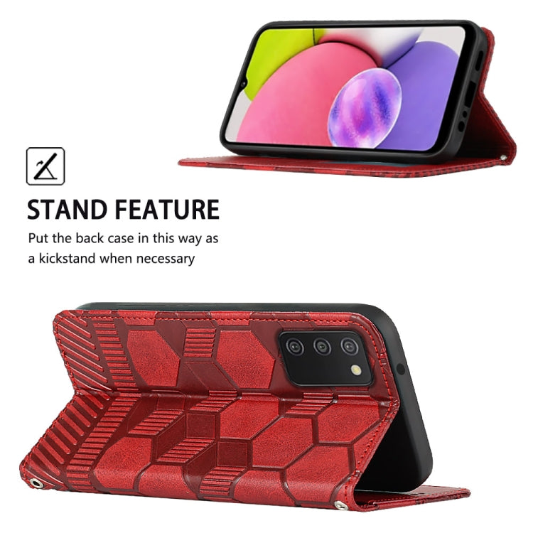 For Samsung Galaxy A03s 166.5mm EU Version Football Texture Magnetic Leather Flip Phone Case