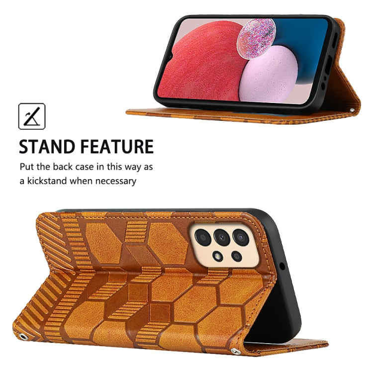 For Samsung Galaxy A13 4G Football Texture Magnetic Leather Flip Phone Case