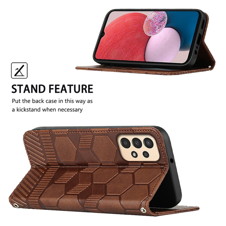 For Samsung Galaxy A13 4G Football Texture Magnetic Leather Flip Phone Case