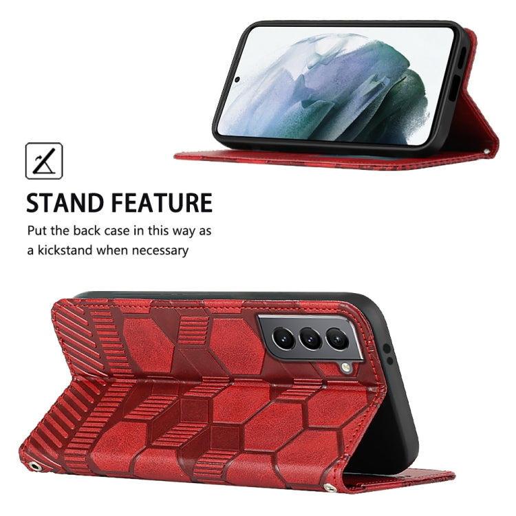 For Samsung Galaxy S21 5G Football Texture Magnetic Leather Flip Phone Case
