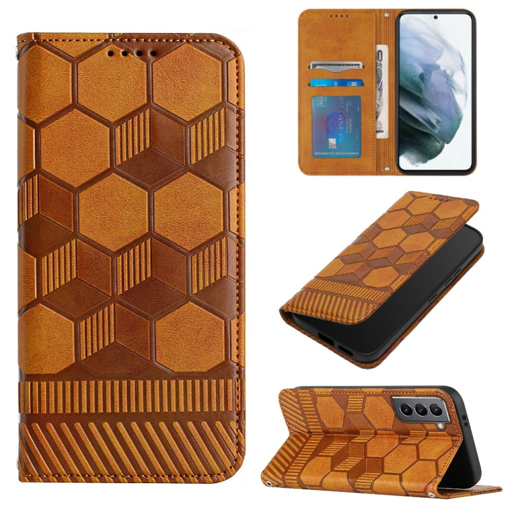 For Samsung Galaxy S21 5G Football Texture Magnetic Leather Flip Phone Case