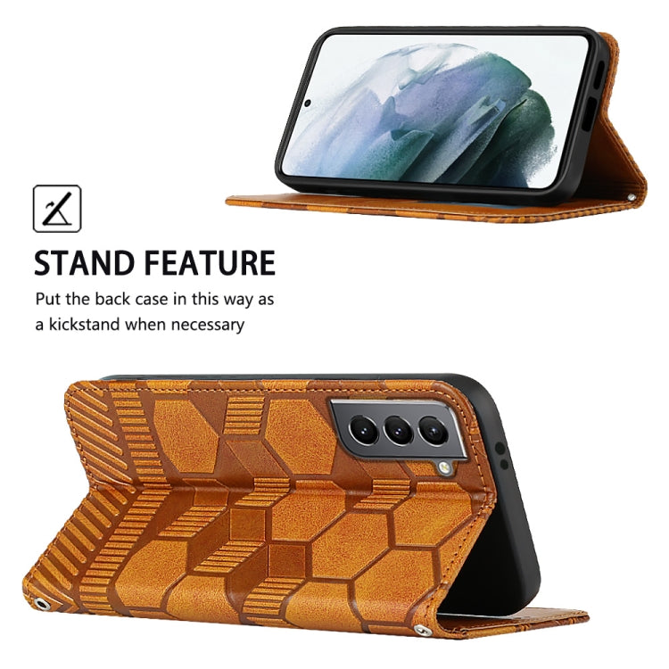 For Samsung Galaxy S21 5G Football Texture Magnetic Leather Flip Phone Case