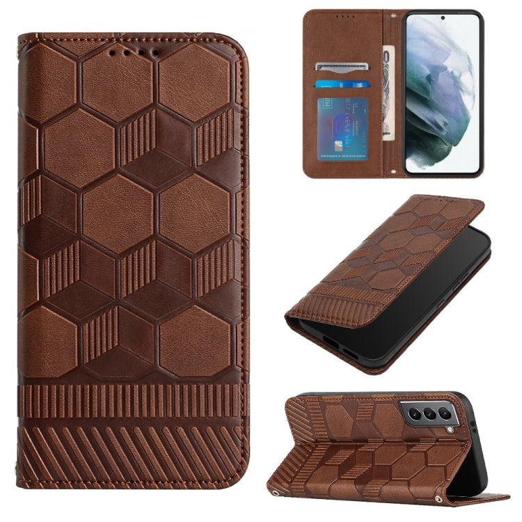 For Samsung Galaxy S21 5G Football Texture Magnetic Leather Flip Phone Case