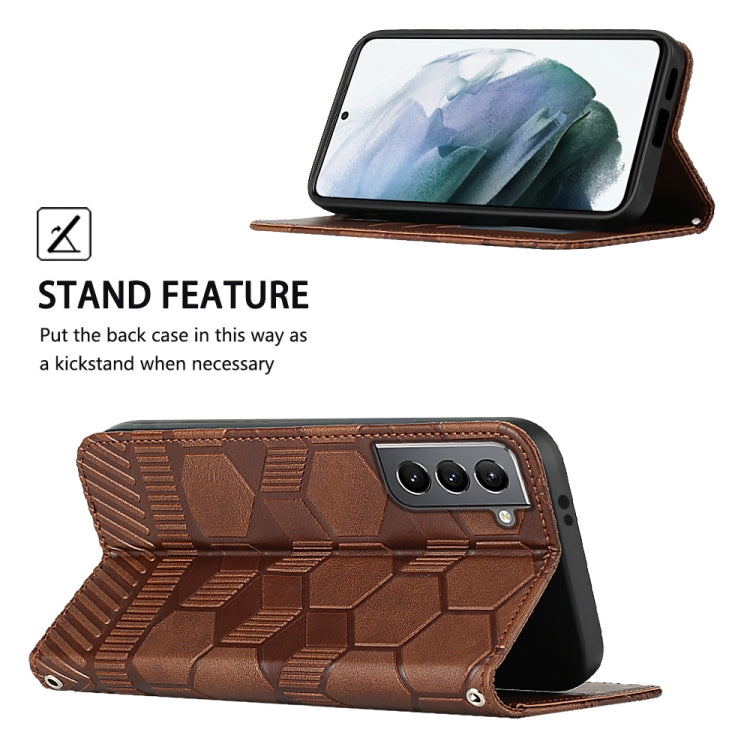 For Samsung Galaxy S21 5G Football Texture Magnetic Leather Flip Phone Case