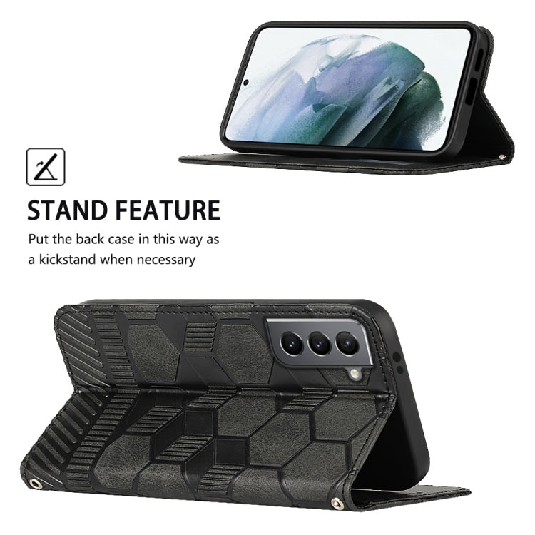 For Samsung Galaxy S21 5G Football Texture Magnetic Leather Flip Phone Case
